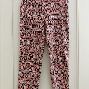 J. McLaughlin Navy and Coral Hexagon Knit Skirt